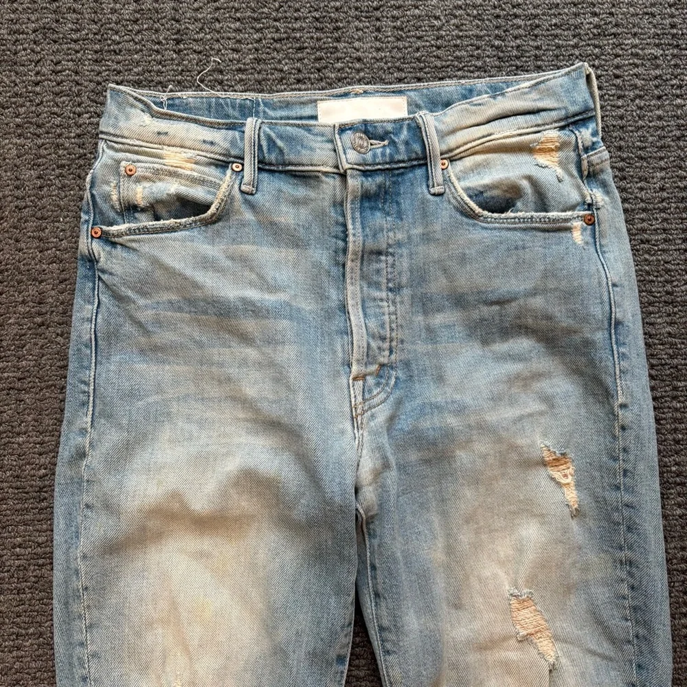 MOTHER Super Stunner Ankle Jeans Size 27 Say Amen Again Distressed Light Wash - Picture 7 of 14